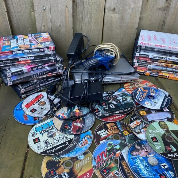 Sony PlayStation 2 Bundle with Many PS2 Games, PS2 Slim Silver, and Cords - Picture 3 of 7